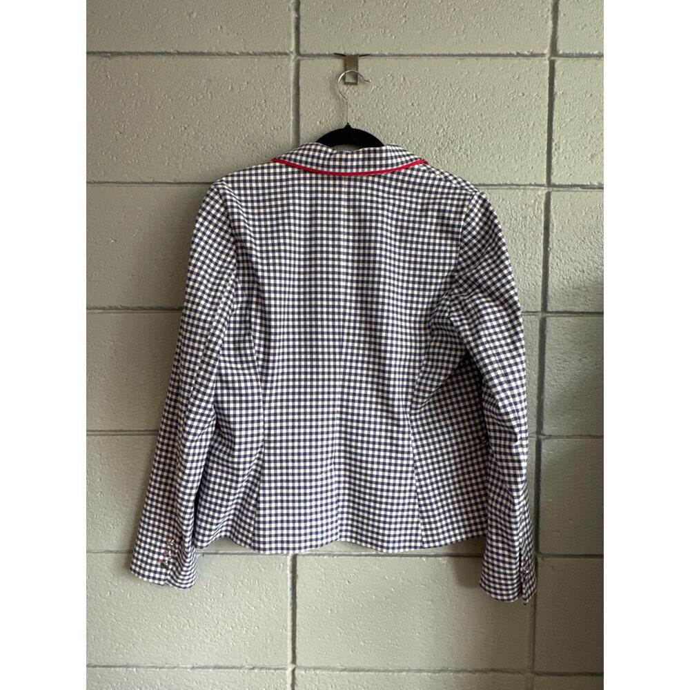 Cynthia Rowley Blue and White Checkered Blazer - Picture 4 of 6
